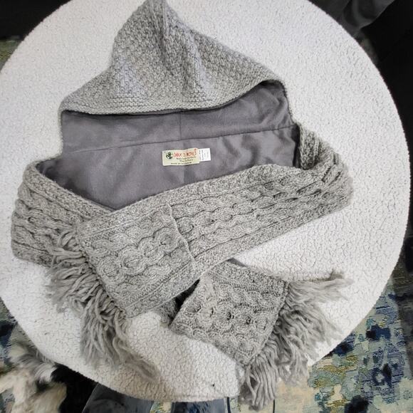 Inka's World 100% Wool Light Grey Hooded Chunky Scoodie Winter Handmade Scarf - Picture 1 of 4